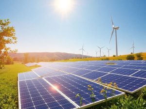 Surse de energie regenerabilă în peisaj natural.